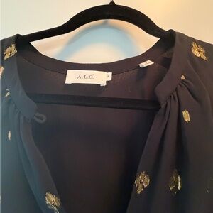 A.L.C. Black Blouse with Gold Accents